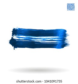 Blue brush stroke and texture. Grunge vector abstract hand - painted element. Underline and border design.