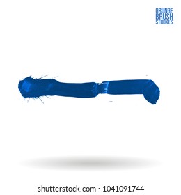 Blue brush stroke and texture. Grunge vector abstract hand - painted element. Underline and border design.
