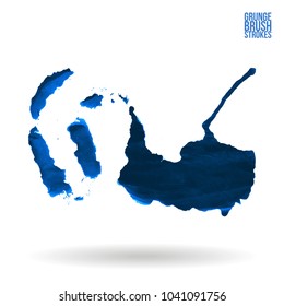 Blue brush stroke and texture. Grunge vector abstract hand - painted element. Underline and border design.