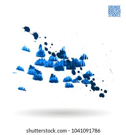 Blue brush stroke and texture. Grunge vector abstract hand - painted element. Underline and border design.