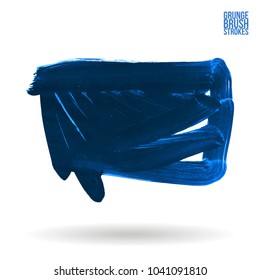 Blue brush stroke and texture. Grunge vector abstract hand - painted element. Underline and border design.