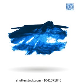 Blue brush stroke and texture. Grunge vector abstract hand - painted element. Underline and border design.