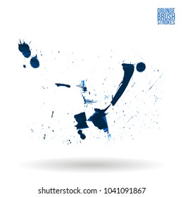 Blue brush stroke and texture. Grunge vector abstract hand - painted element. Underline and border design.