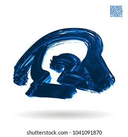 Blue brush stroke and texture. Grunge vector abstract hand - painted element. Underline and border design.