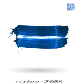 Blue brush stroke and texture. Grunge vector abstract hand - painted element. Underline and border design.
