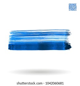 Blue brush stroke and texture. Grunge vector abstract hand - painted element. Underline and border design.