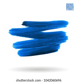 Blue brush stroke and texture. Grunge vector abstract hand - painted element. Underline and border design.