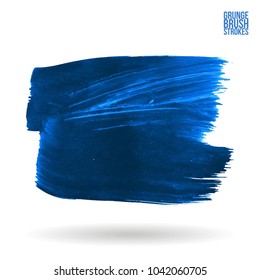 Blue brush stroke and texture. Grunge vector abstract hand - painted element. Underline and border design.
