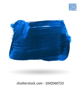 Blue brush stroke and texture. Grunge vector abstract hand - painted element. Underline and border design.