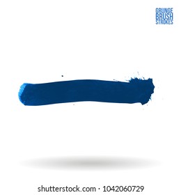 Blue brush stroke and texture. Grunge vector abstract hand - painted element. Underline and border design.