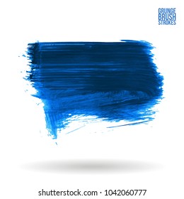Blue brush stroke and texture. Grunge vector abstract hand - painted element. Underline and border design.