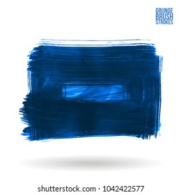Blue brush stroke and texture. Grunge vector abstract hand - painted element. Underline and border design.