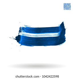 Blue brush stroke and texture. Grunge vector abstract hand - painted element. Underline and border design.