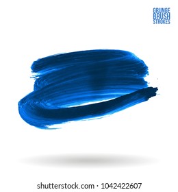 Blue brush stroke and texture. Grunge vector abstract hand - painted element. Underline and border design.