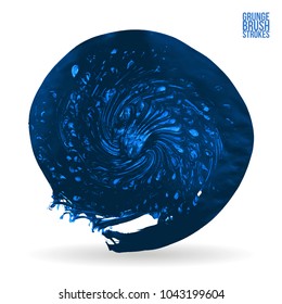 Blue brush stroke and texture. Grunge vector abstract hand - painted element. Underline and border design.