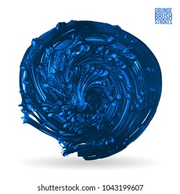 Blue brush stroke and texture. Grunge vector abstract hand - painted element. Underline and border design.