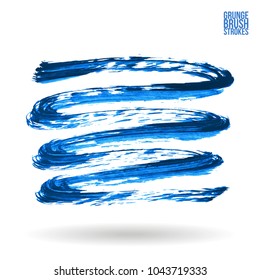 Blue brush stroke and texture. Grunge vector abstract hand - painted element. Underline and border design.