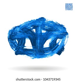 Blue brush stroke and texture. Grunge vector abstract hand - painted element. Underline and border design.