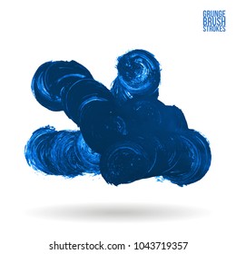 Blue brush stroke and texture. Grunge vector abstract hand - painted element. Underline and border design.