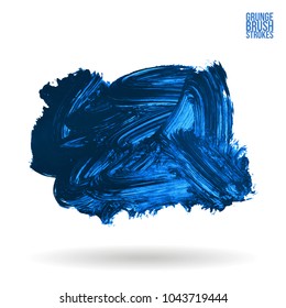 Blue brush stroke and texture. Grunge vector abstract hand - painted element. Underline and border design.