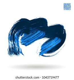 Blue brush stroke and texture. Grunge vector abstract hand - painted element. Underline and border design.