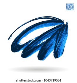 Blue brush stroke and texture. Grunge vector abstract hand - painted element. Underline and border design.