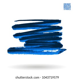 Blue brush stroke and texture. Grunge vector abstract hand - painted element. Underline and border design.
