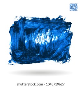 Blue brush stroke and texture. Grunge vector abstract hand - painted element. Underline and border design.