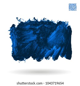 Blue brush stroke and texture. Grunge vector abstract hand - painted element. Underline and border design.