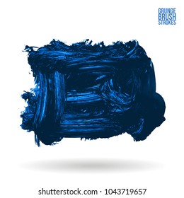 Blue brush stroke and texture. Grunge vector abstract hand - painted element. Underline and border design.
