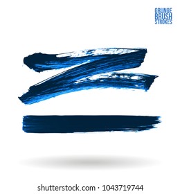 Blue brush stroke and texture. Grunge vector abstract hand - painted element. Underline and border design.