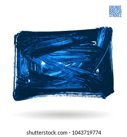 Blue brush stroke and texture. Grunge vector abstract hand - painted element. Underline and border design.