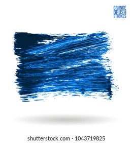 Blue brush stroke and texture. Grunge vector abstract hand - painted element. Underline and border design.