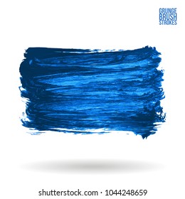 Blue brush stroke and texture. Grunge vector abstract hand - painted element. Underline and border design.