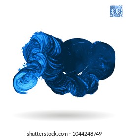 Blue brush stroke and texture. Grunge vector abstract hand - painted element. Underline and border design.