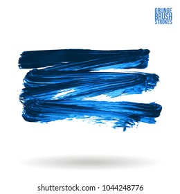 Blue brush stroke and texture. Grunge vector abstract hand - painted element. Underline and border design.