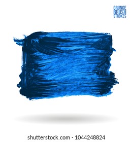 Blue brush stroke and texture. Grunge vector abstract hand - painted element. Underline and border design.