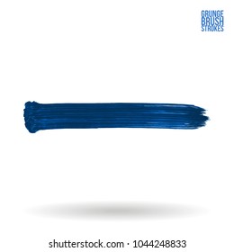 Blue brush stroke and texture. Grunge vector abstract hand - painted element. Underline and border design.