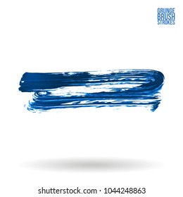 Blue brush stroke and texture. Grunge vector abstract hand - painted element. Underline and border design.