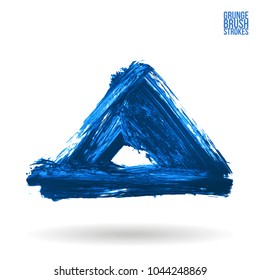 Blue brush stroke and texture. Grunge vector abstract hand - painted element. Underline and border design.