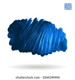 Blue brush stroke and texture. Grunge vector abstract hand - painted element. Underline and border design.