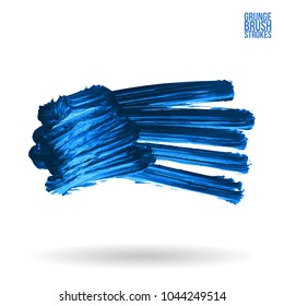 Blue brush stroke and texture. Grunge vector abstract hand - painted element. Underline and border design.