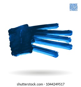 Blue brush stroke and texture. Grunge vector abstract hand - painted element. Underline and border design.