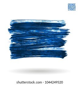 Blue brush stroke and texture. Grunge vector abstract hand - painted element. Underline and border design.