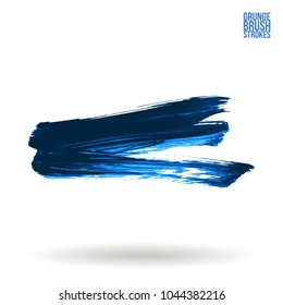 Blue brush stroke and texture. Grunge vector abstract hand - painted element. Underline and border design.