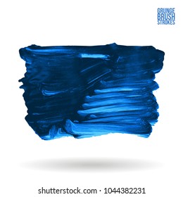 Blue brush stroke and texture. Grunge vector abstract hand - painted element. Underline and border design.