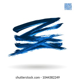 Blue brush stroke and texture. Grunge vector abstract hand - painted element. Underline and border design.
