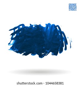 Blue brush stroke and texture. Grunge vector abstract hand - painted element. Underline and border design.
