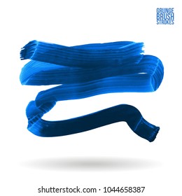Blue brush stroke and texture. Grunge vector abstract hand - painted element. Underline and border design.