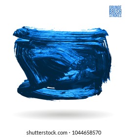 Blue brush stroke and texture. Grunge vector abstract hand - painted element. Underline and border design.